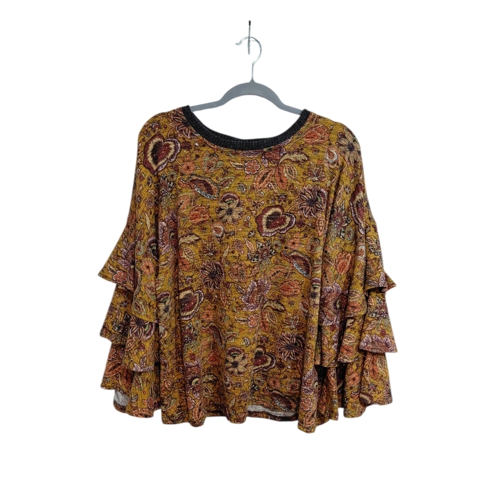 Uncle Frank Paisley Ruffle-Sleeve Tunic - Mustard & Rust